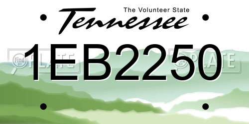 1EB2250 Tennessee License Plate