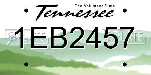 1EB2457 Tennessee License Plate
