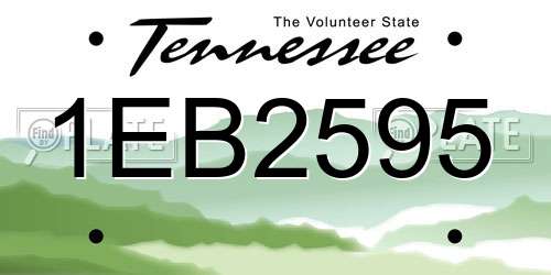 1EB2595 Tennessee License Plate