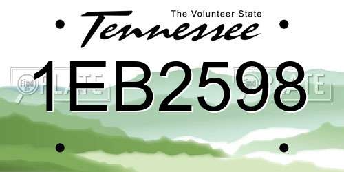 1EB2598 Tennessee License Plate