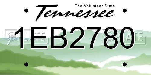 1EB2780 Tennessee License Plate