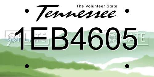 1EB4605 Tennessee License Plate