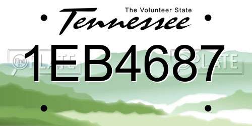 1EB4687 Tennessee License Plate