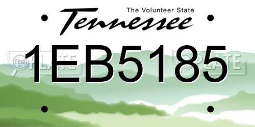 1EB5185 Tennessee License Plate