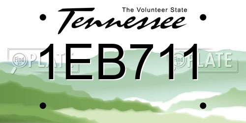 1EB711 Tennessee License Plate