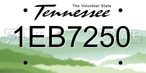 1EB7250 Tennessee License Plate