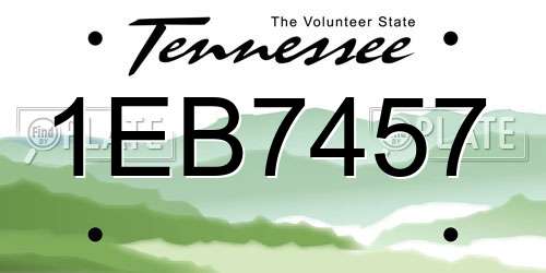 1EB7457 Tennessee License Plate