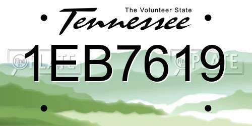 1EB7619 Tennessee License Plate