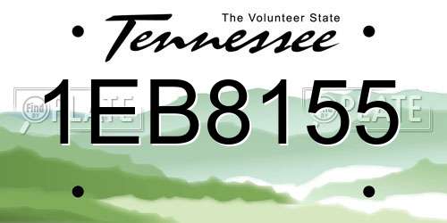 1EB8155 Tennessee License Plate