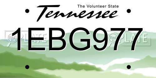 1EBG977 Tennessee License Plate
