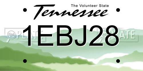 1EBJ28 Tennessee License Plate