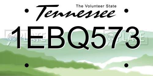 1EBQ573 Tennessee License Plate