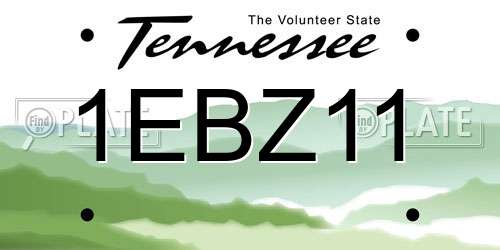1EBZ11 Tennessee License Plate