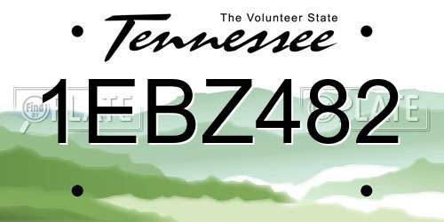 1EBZ482 Tennessee License Plate