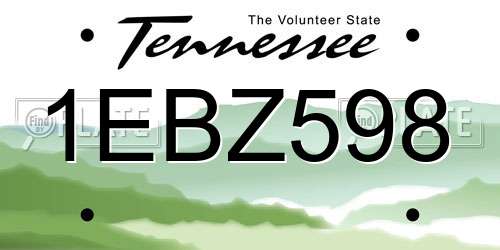 1EBZ598 Tennessee License Plate
