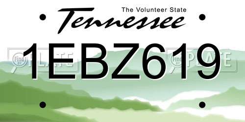 1EBZ619 Tennessee License Plate