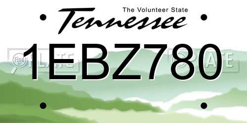 1EBZ780 Tennessee License Plate