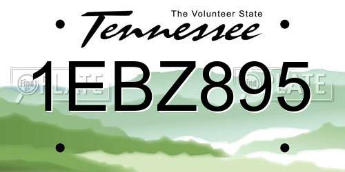 1EBZ895 Tennessee License Plate