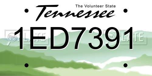 1ED7391 Tennessee License Plate