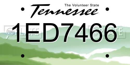 1ED7466 Tennessee License Plate