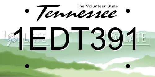 1EDT391 Tennessee License Plate