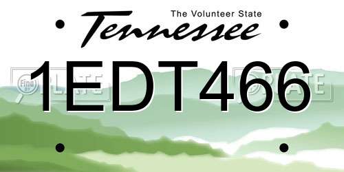 1EDT466 Tennessee License Plate
