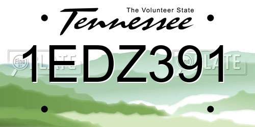 1EDZ391 Tennessee License Plate