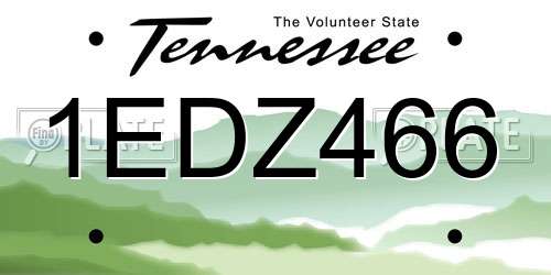 1EDZ466 Tennessee License Plate