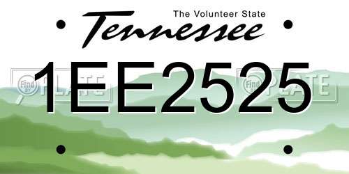 1EE2525 Tennessee License Plate