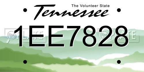 1EE7828 Tennessee License Plate
