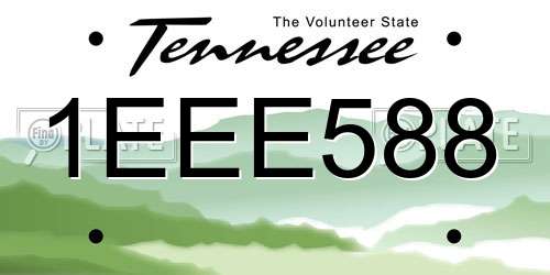 1EEE588 Tennessee License Plate