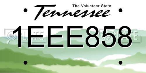 1EEE858 Tennessee License Plate