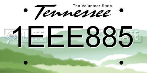 1EEE885 Tennessee License Plate