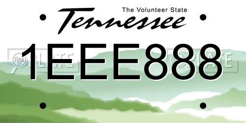 1EEE888 Tennessee License Plate