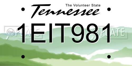 1EIT981 Tennessee License Plate