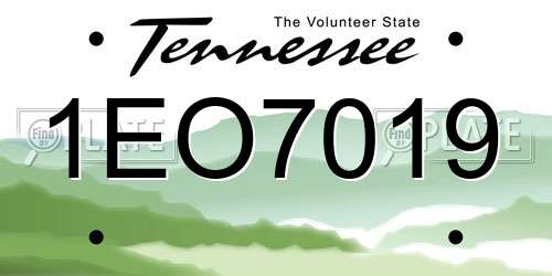 1EO7019 Tennessee License Plate