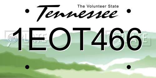 1EOT466 Tennessee License Plate