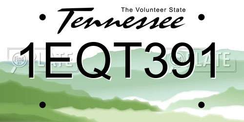 1EQT391 Tennessee License Plate