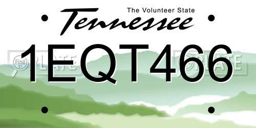 1EQT466 Tennessee License Plate