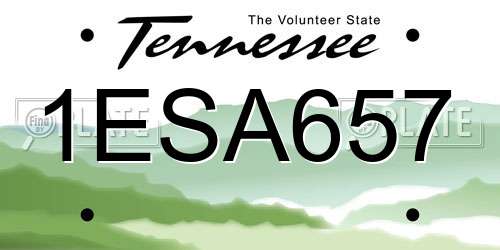 1ESA657 Tennessee License Plate