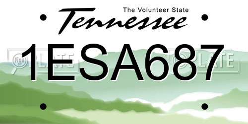 1ESA687 Tennessee License Plate