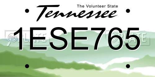 1ESE765 Tennessee License Plate