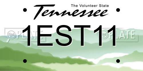 1EST11 Tennessee License Plate