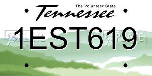 1EST619 Tennessee License Plate