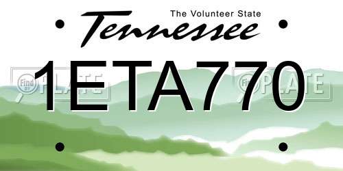 1ETA770 Tennessee License Plate