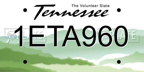 1ETA960 Tennessee License Plate