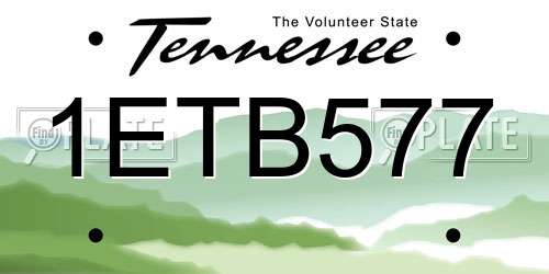 1ETB577 Tennessee License Plate