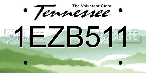 1EZB511 Tennessee License Plate
