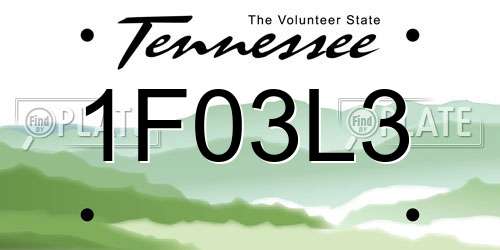 1F03L3 Tennessee License Plate