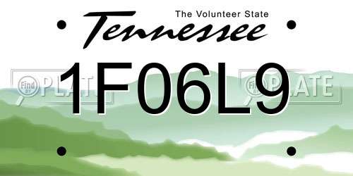 1F06L9 Tennessee License Plate